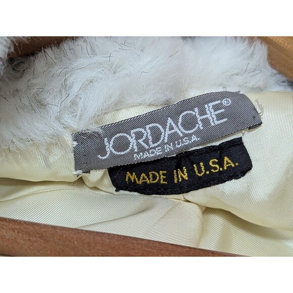 VTG Jordache Faux Fur Jacket Womens Large Cream Gray Pockets Lined Made in USA - Picture 12 of 13